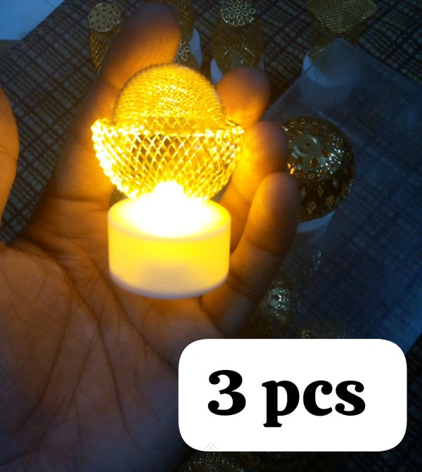 Multidesign Stylish Golden Beach Festive Decoration Night Lamp  - 3 Piece UFO Shape