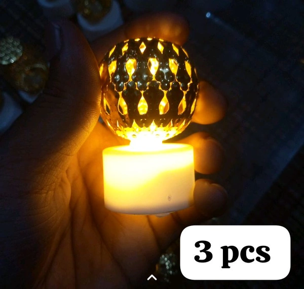 Multidesign Stylish Golden Beach Festive Decoration Night Lamp  - 3 Piece Rounded Shape