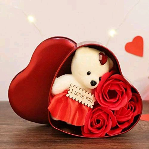 BIG Heart Design , Flower with a Teddy . - big size in comparison to SKU-0101, RED