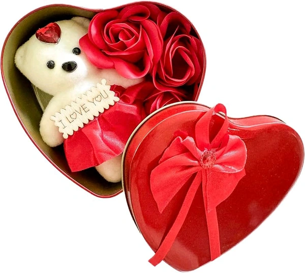 BIG Heart Design , Flower with a Teddy . - big size in comparison to SKU-0101, RED
