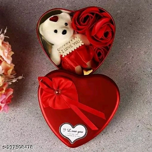 BIG Heart Design , Flower with a Teddy . - big size in comparison to SKU-0101, RED