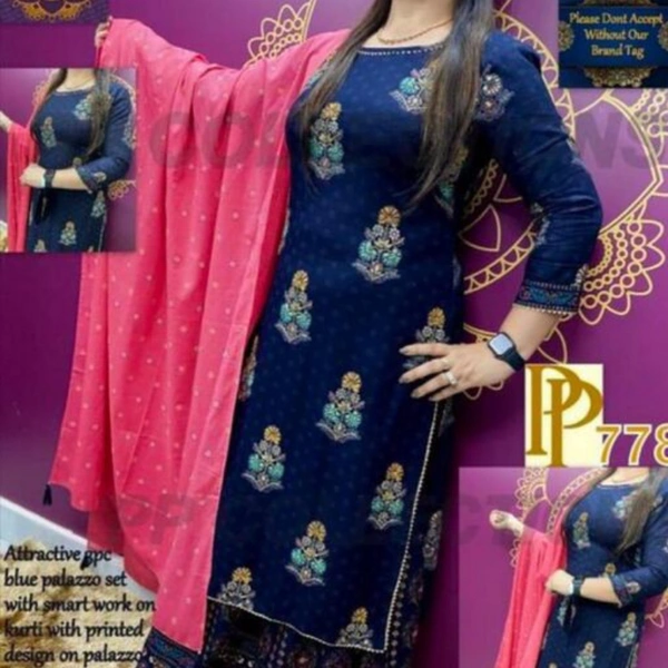 Kurta Plazoo and Dupatta Set - M