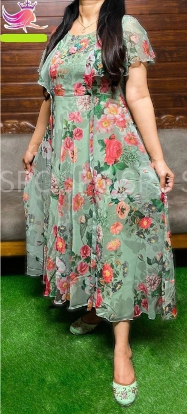 Georgette Digital Print Gown - L