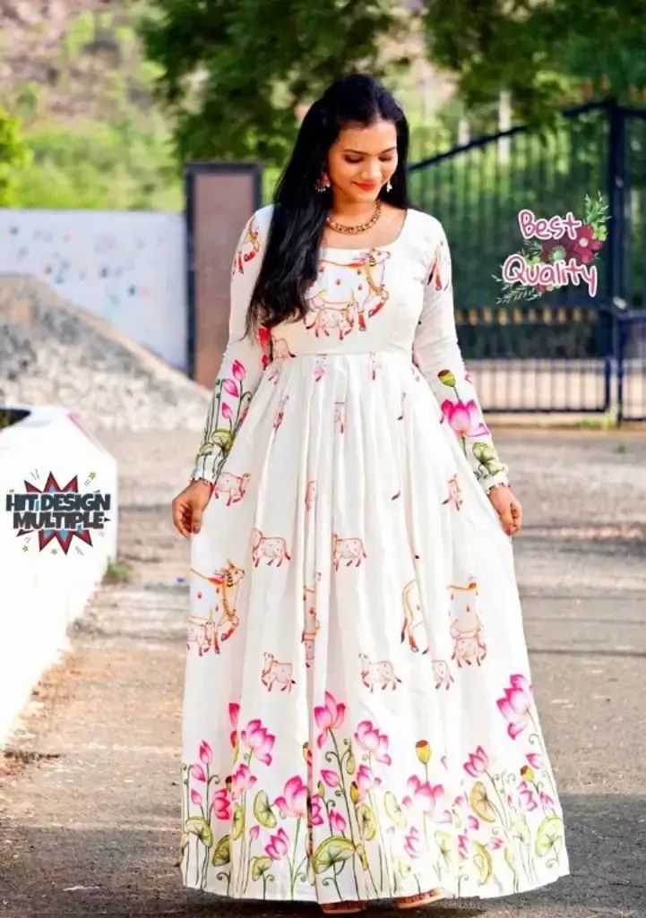 Buy SOOVI Stylish Women's Cotton Silver Gota Work Long Anarkali Gown with  Beautiful Tassel Detailing on Waist, 3/4 Sleeves Long Gown/Dress/Long  Kurta, Kurti (Pink, S) at Amazon.in