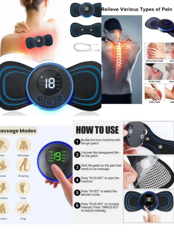 Butterfly Massager  - Black, Free Size