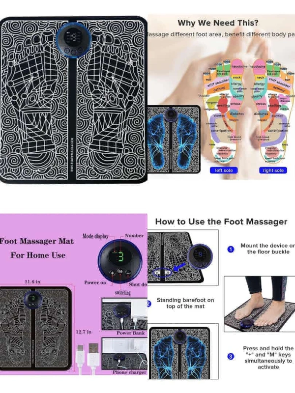 Ems Foot Massager  - Black, Free Size