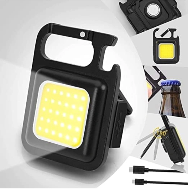 LED keychain Rechargeable Light  - Black, Free Size