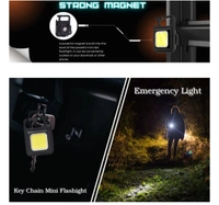 LED keychain Rechargeable Light  - Black, Free Size
