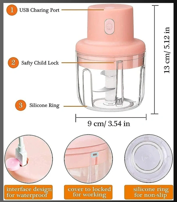 Wireless Garlic Chopar 250ML - Pink