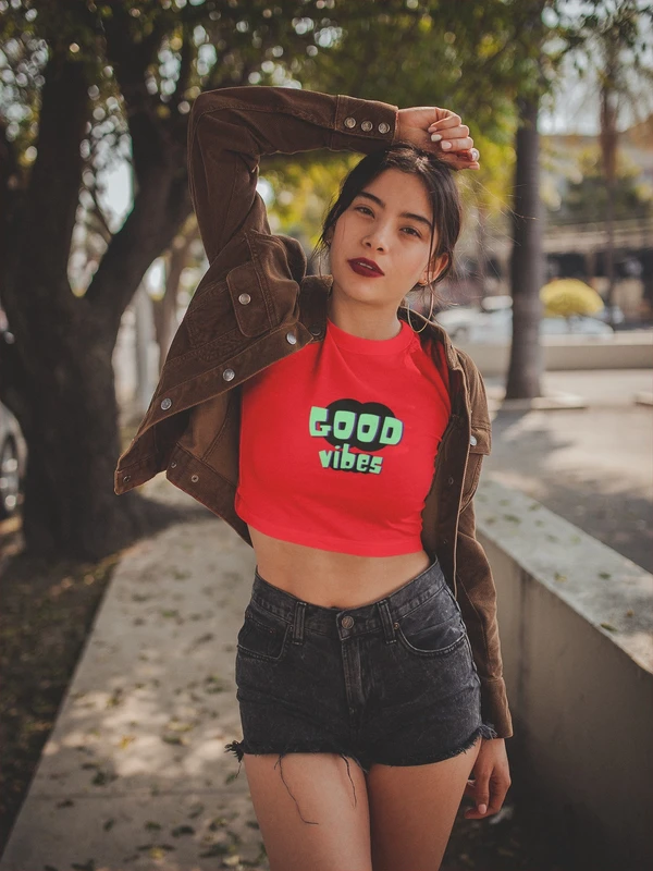 Stun Life Co. Crop Top - Good Vibes - Red, XS, All India Delivery in 3-5 Days, 7 Days Easy Returns