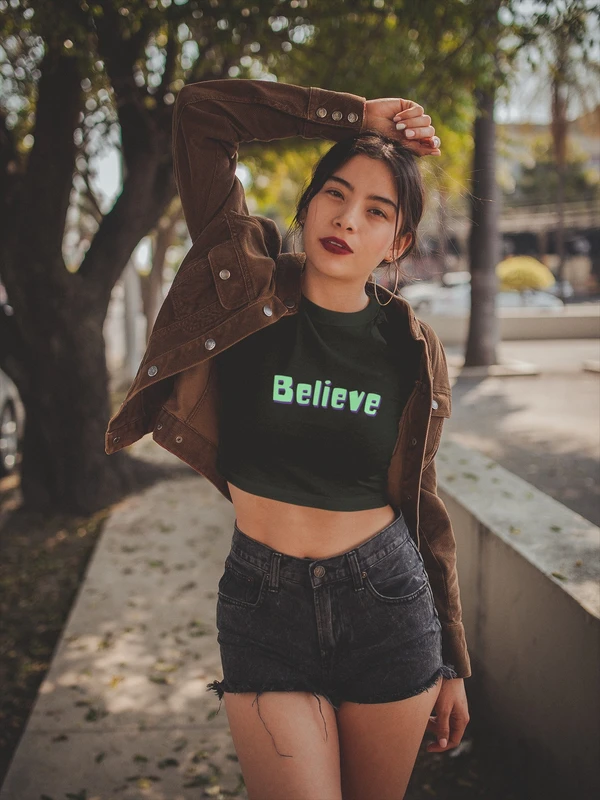 Stun Life Co. Crop Top - Believe Black - Black, XS, All India Delivery in 3-5 Days, 7 Days Easy Returns