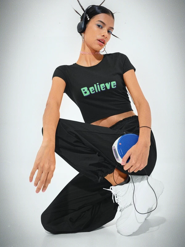 Crop Top - Believe Black