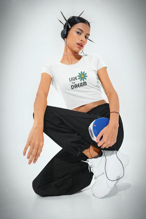 Stun Life Co. Crop Top - Live the Dream - White, XS, All India Delivery in 3-5 Days, 7 Days Easy Returns