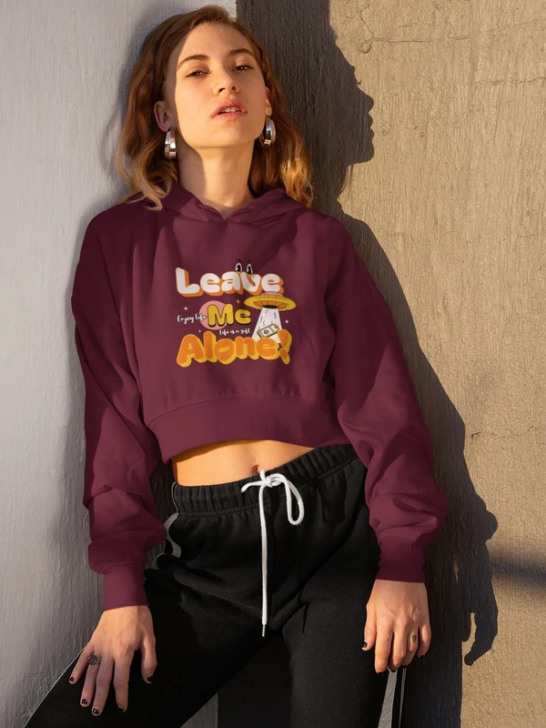 Stun Life Co. Crop Hoodies - Alone - Maroon, XS, All India Delivery in 3-5 Days, 7 Days Easy Returns