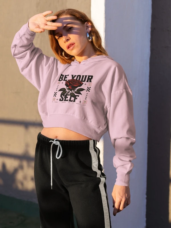 Stun Life Co. Crop Hoodies - Be Yourself - Pink, XS, All India Delivery in 3-5 Days, 7 Days Easy Returns