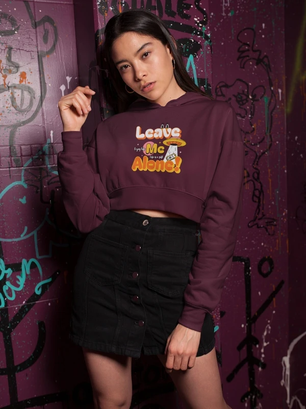 Stun Life Co. Crop Hoodies - Alone - Maroon, XS, All India Delivery in 3-5 Days, 7 Days Easy Returns