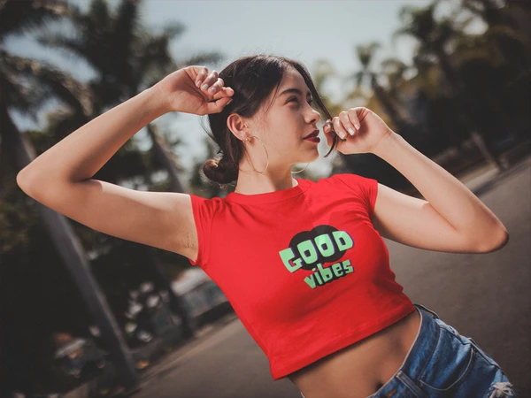 Stun Life Co. Crop Top - Good Vibes - Red, XS, All India Delivery in 3-5 Days, 7 Days Easy Returns