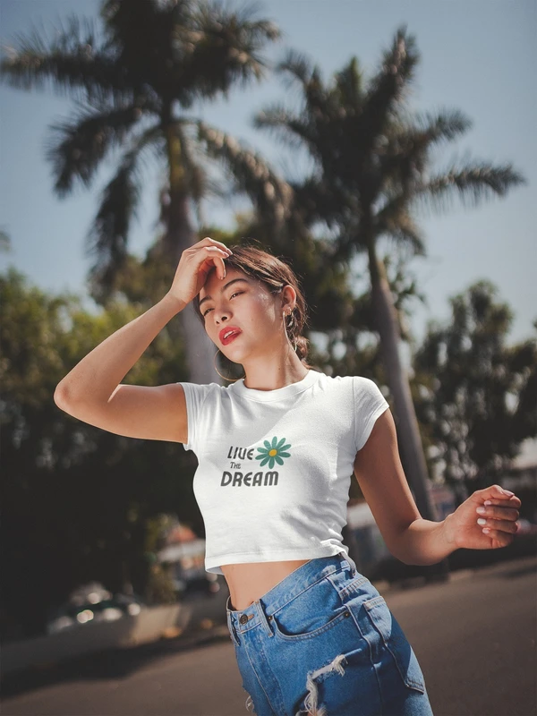 Stun Life Co. Crop Top - Live the Dream - White, XS, All India Delivery in 3-5 Days, 7 Days Easy Returns