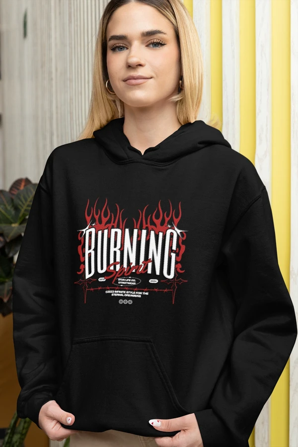 Stun Life Co. Women Hoodie - Oversized Burning Spirit - Black, XS, All India Delivery in 3-5 Days, 7 Days Easy Returns