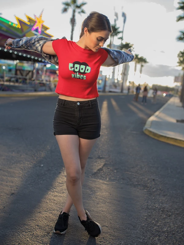 Stun Life Co. Crop Top - Good Vibes - Red, XS, All India Delivery in 3-5 Days, 7 Days Easy Returns