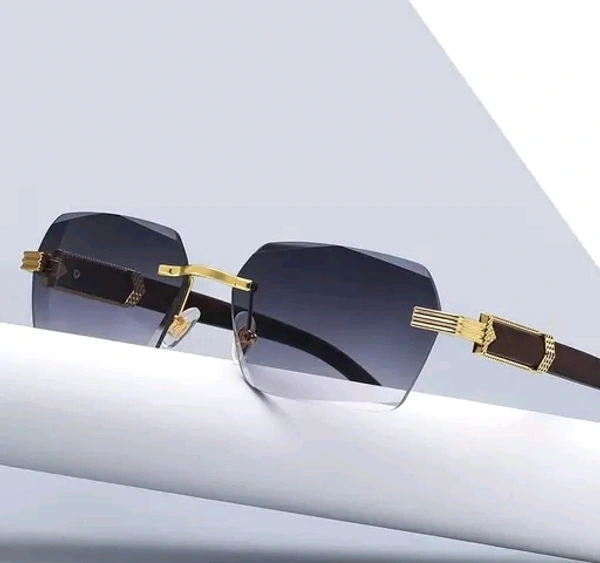 LUXURY RIMLESS BLACK SUNGLASSES  - Black, Free Size