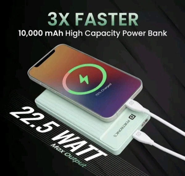 Portronics Luxcell B 10K 10000 mAh 22.5W Fast charging Power Bank - Steel Blue, Free Size