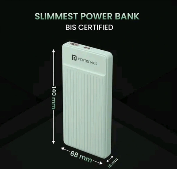 Portronics Luxcell B 10K 10000 mAh 22.5W Fast charging Power Bank - Steel Blue, Free Size