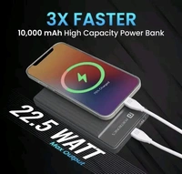 Portronics Luxcell B 10K 10000 mAh 22.5W Fast charging Power Bank - Black, Free Size