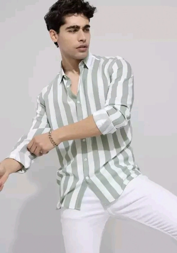 Solid Cotton Striped Shirts - Downy, XXL