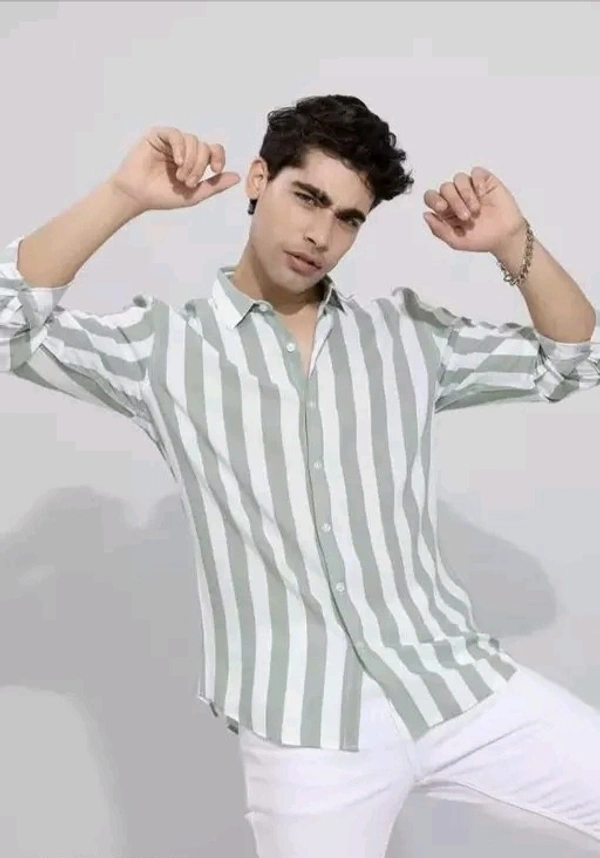 Solid Cotton Striped Shirts - Downy, XXL
