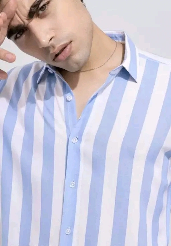 Solid Cotton Striped Shirts - Seagull, S