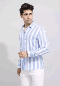 Solid Cotton Striped Shirts - Seagull, S