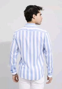 Solid Cotton Striped Shirts - Seagull, S