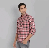W&n Yarn Dyed Check Shirt - Tickle Me Pink, M