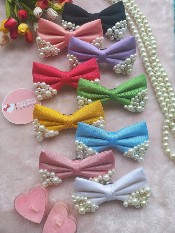 MINI PEARL BOW  - MAUVE