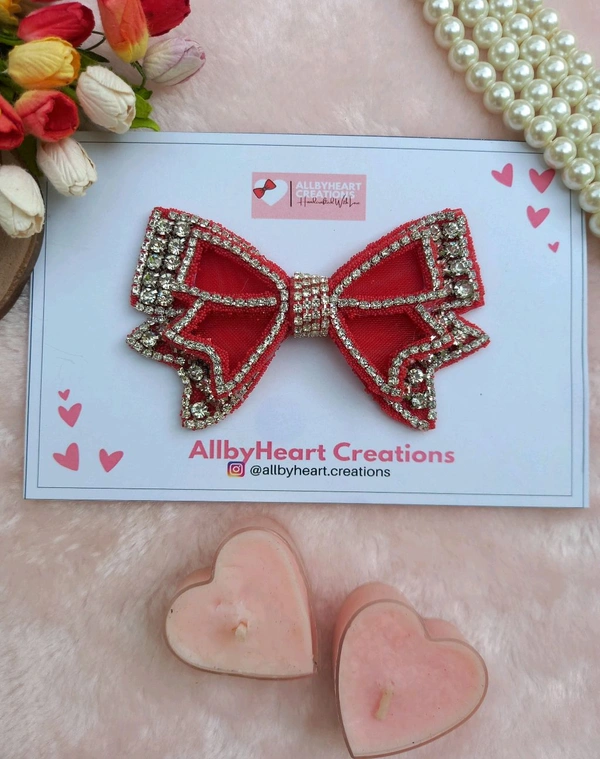 MIA : RHINSTONE LUXE BOW : - CHERRY RED