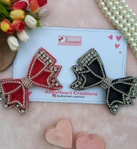 MIA : RHINSTONE LUXE BOW : - CHERRY RED