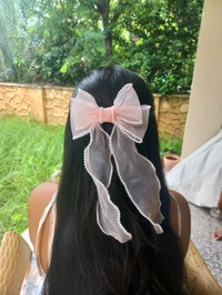 PEARL BEADED RIBBON BOW :  - RAINBOW HUES