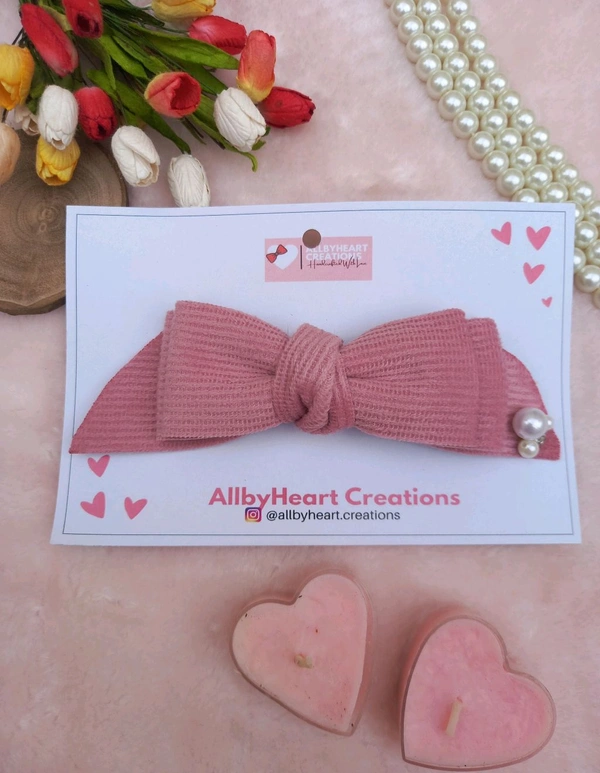 CORDUROY LOVE FISH TAIL BOW - Pink