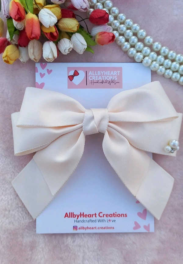 PARIS BEAUTY SATIN BOWS  - CREAM