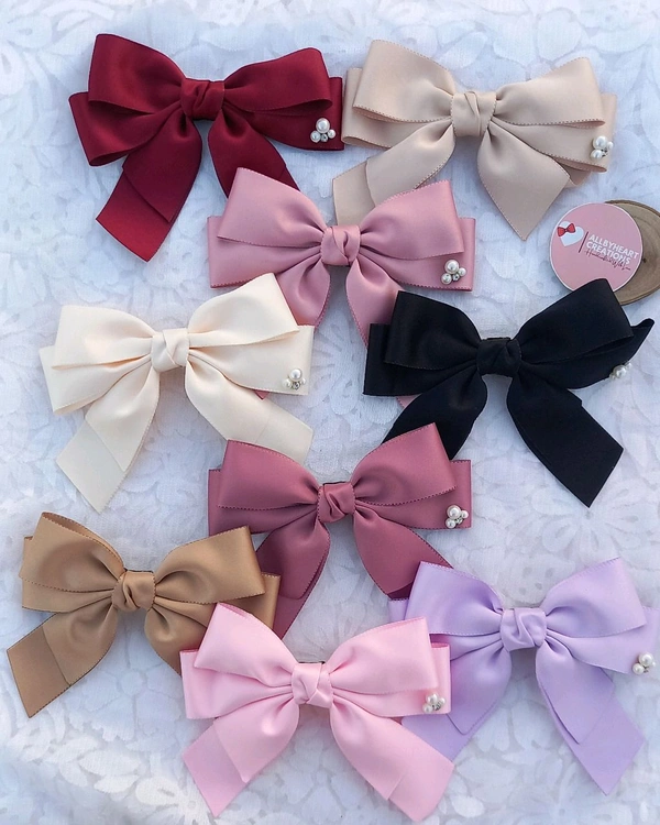 PARIS BEAUTY SATIN BOWS  - MAROON