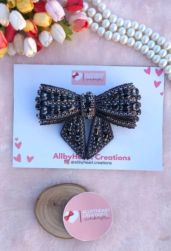 VENUS : LUXE CRYSTAL BOWS  - Black