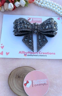 VENUS : LUXE CRYSTAL BOWS  - GRAY