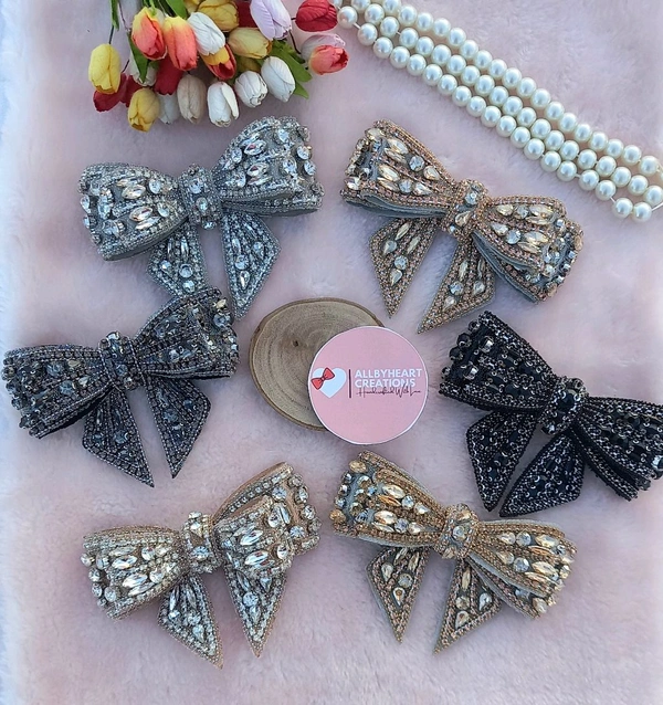 VENUS : LUXE CRYSTAL BOWS  - GRAY
