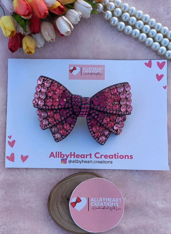 TWILIGHT LUXE CRYSTAL BOWS  - FUCHIA PINK
