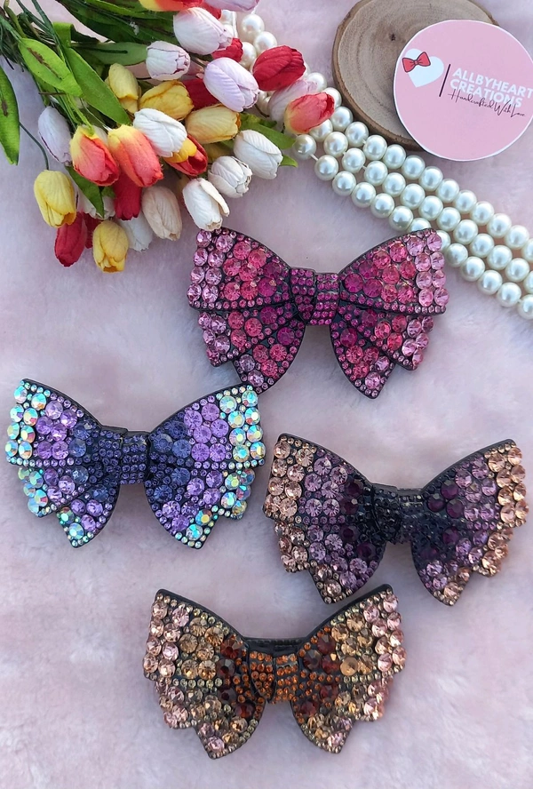 TWILIGHT LUXE CRYSTAL BOWS  - FUCHIA PINK