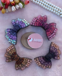TWILIGHT LUXE CRYSTAL BOWS  - FUCHIA PINK
