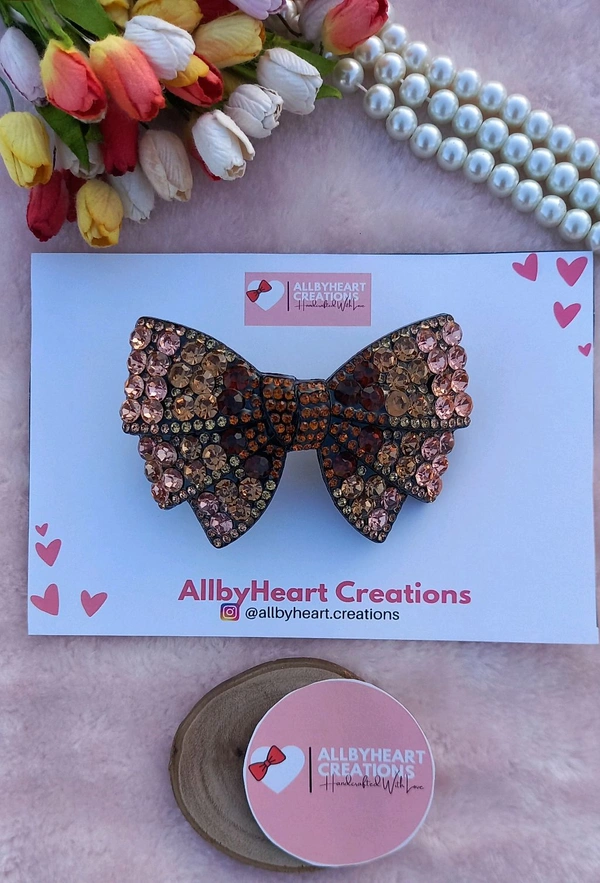 TWILIGHT LUXE CRYSTAL BOWS  - GOLDEN BROWN