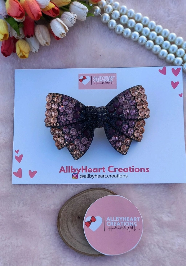 TWILIGHT LUXE CRYSTAL BOWS  - LILAC PEACH