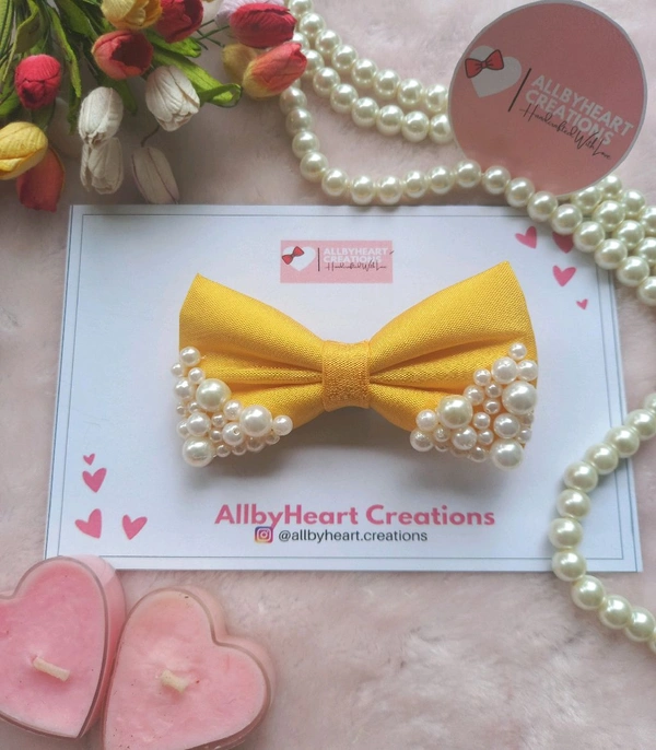 MINI PEARL BOW  - YELLOW